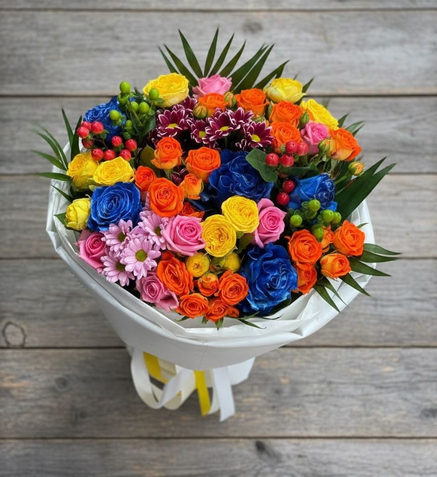 Букет цветов из: Розы и Хризантемы в Ащерино