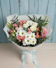 Букет цветов из:  Розы, Лизиантусы и Хризантемы в Ащерино