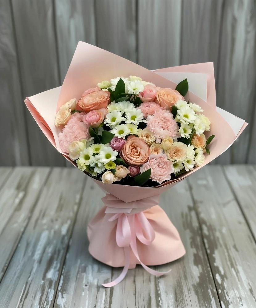 Букет цветов из: Гвоздики, Розы и Хризантемы в Ащерино