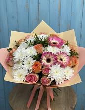 Букет цветов из:  Розы, Герберы и Хризантемы в Ащерино