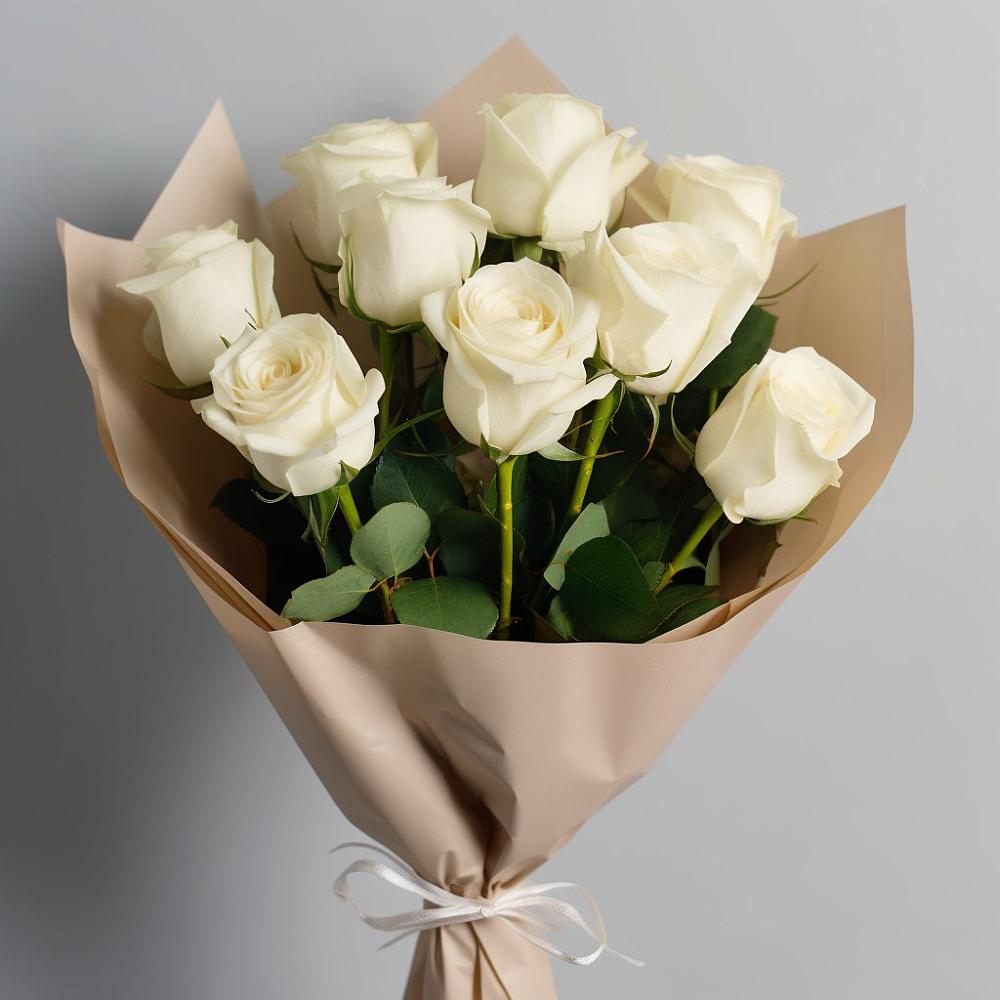 Букет 9 Белых роз Эдлесс Лав в Ащерино