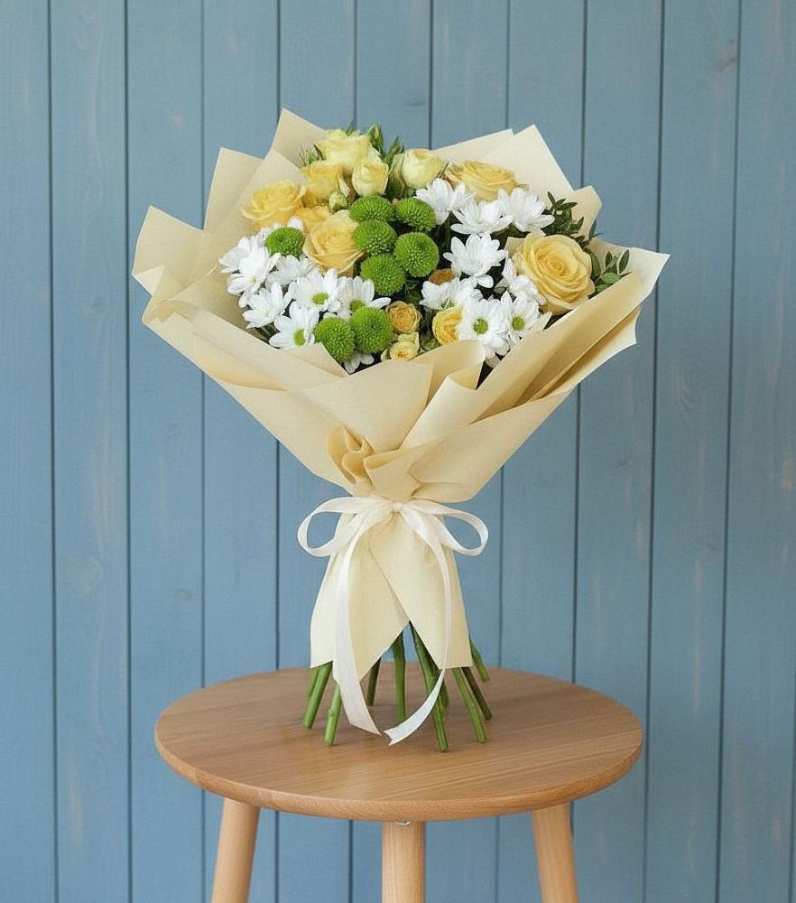 Букет цветов из: Хризантемы и Розы в Ащерино