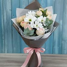 Букет цветов из:  Хризантемы и Розы #REPLACE_PRED# Ащерино