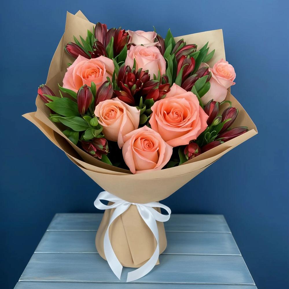 Букет цветов из: Розы и Альстромерии в Ащерино