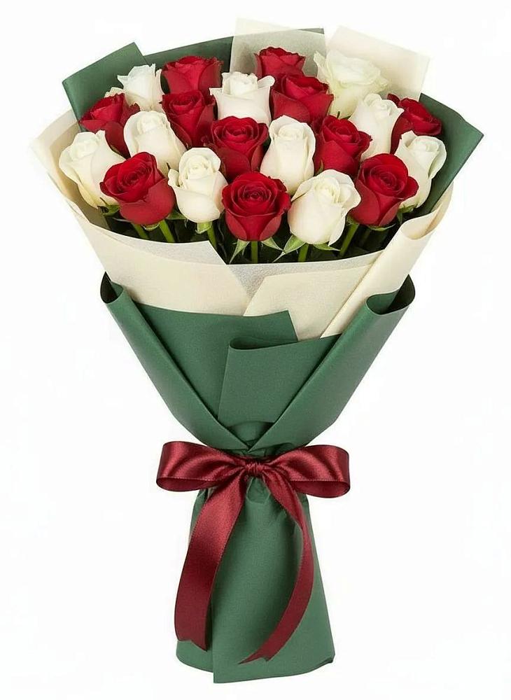 Букет Микс из красных и белых роз в Ащерино