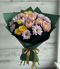 Букет цветов из:  Хризантемы и Розы в Ащерино