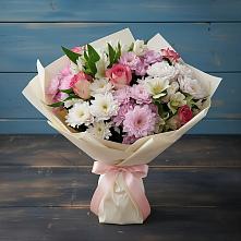 Букет цветов из:  Хризантемы, Альстромерии и Розы в Ащерино