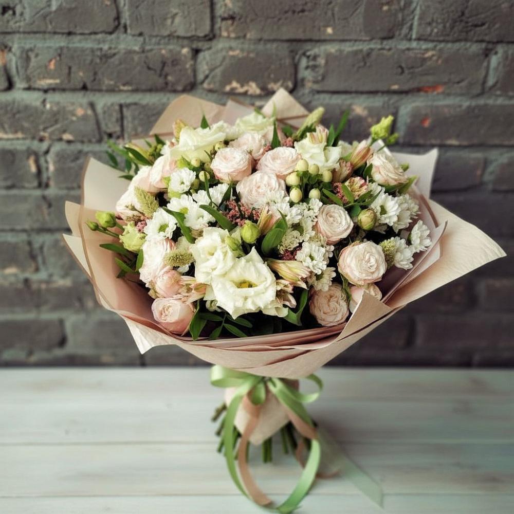 Букет цветов из: Альстромерии, Розы и Хризантемы в Ащерино