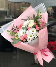 Букет цветов из:  Розы, Лизиантусы и Хризантемы в Ащерино