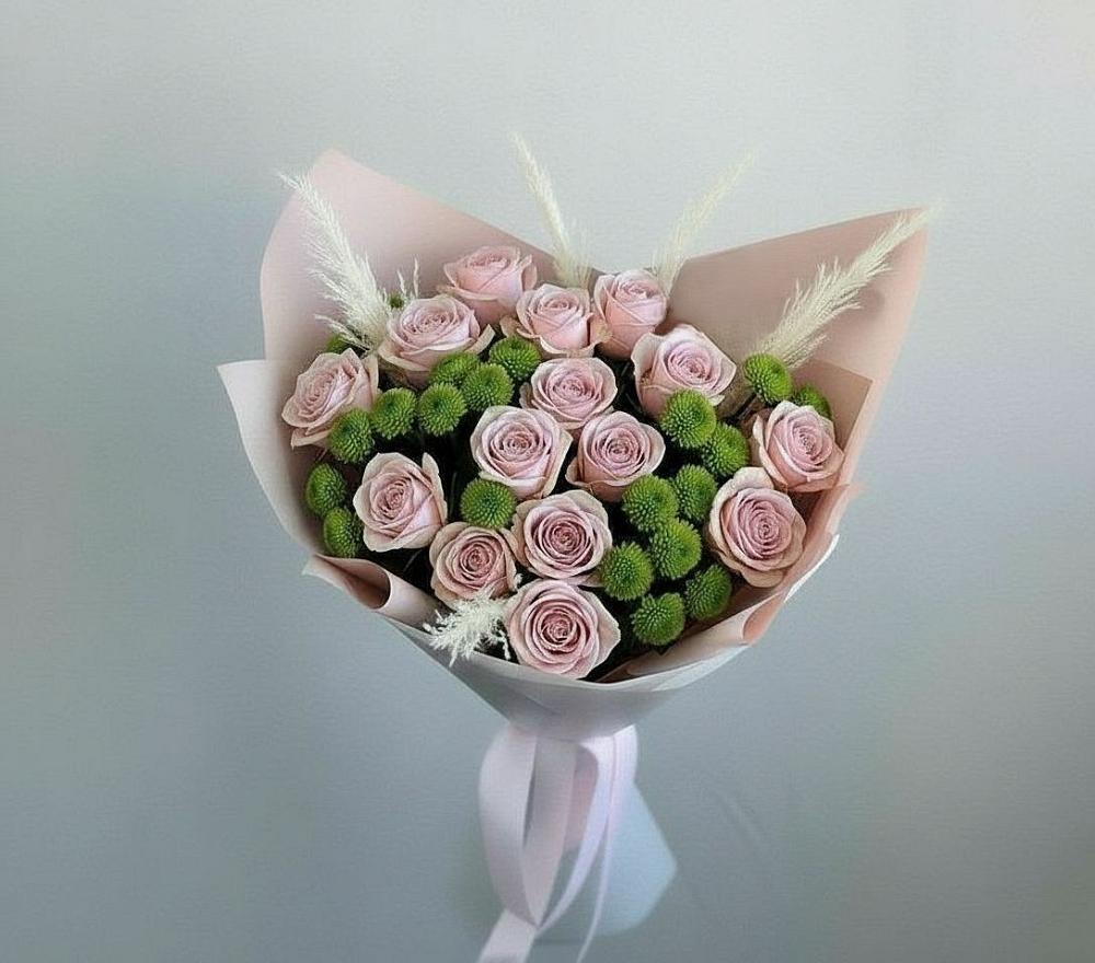 Букет цветов из: Розы и Хризантемы в Ащерино