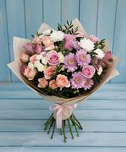 Букет цветов из:  Хризантемы, Розы и Альстромерии в Ащерино