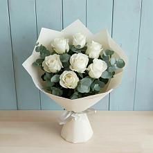 Букет Белые розы в Эвкалипте #REPLACE_PRED# Ащерино