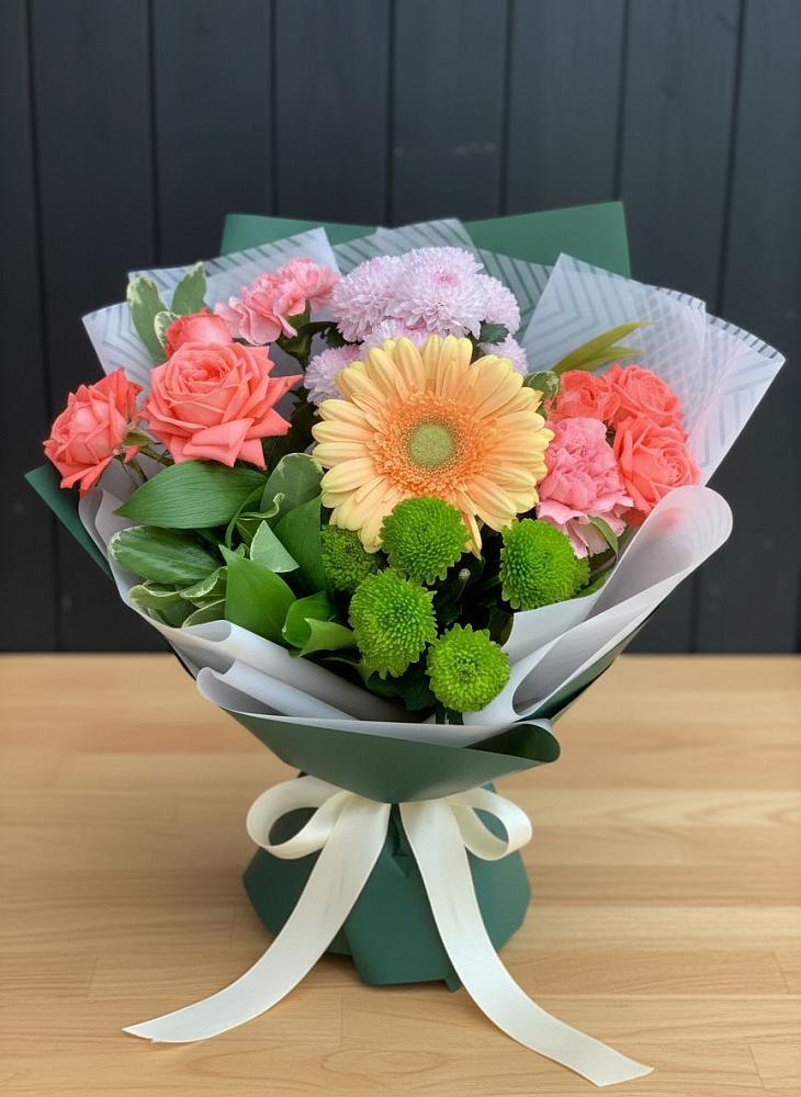 Букет цветов из: Гвоздики, Розы, Герберы и Хризантемы в Ащерино