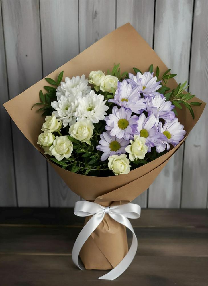 Букет цветов из: Хризантемы и Розы в Ащерино